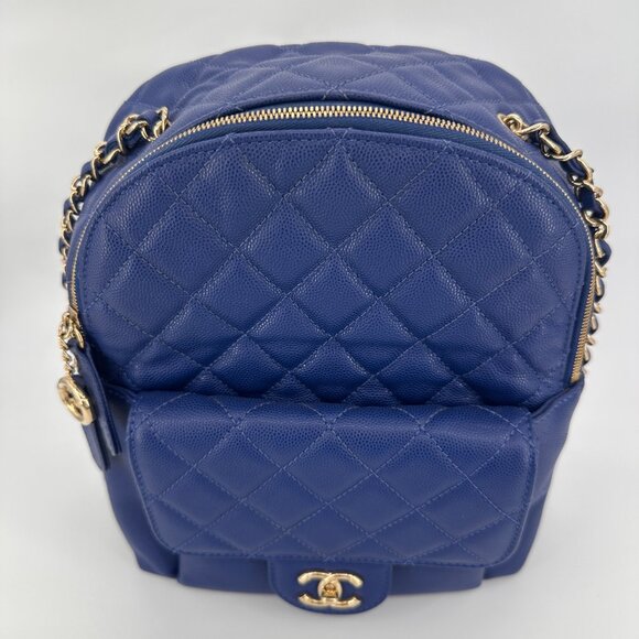 Chanel Caviar Quilted Large CC Day Backpack Blue main image 12